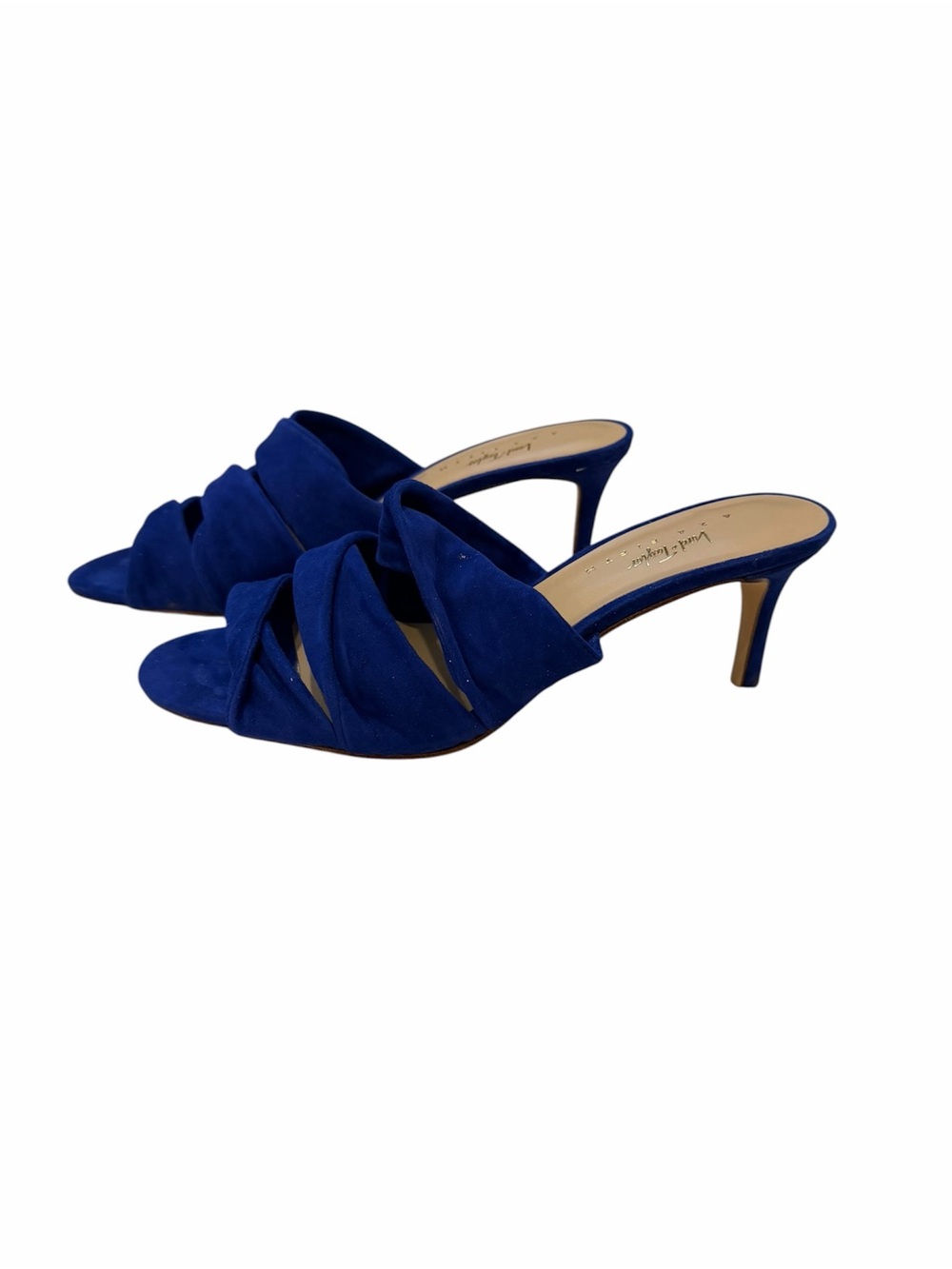 Lord & Taylor Gala Cobalt Blue Suede Strappy Mule Heel Womens 8